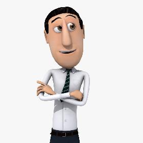 Rigged Cartoon Man  01 Office Worker